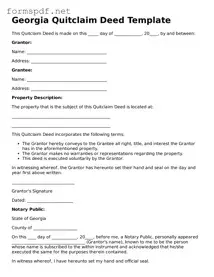 Free  Quitclaim Deed Form for Georgia