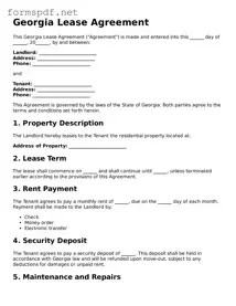 Free  Lease Agreement Form for Georgia