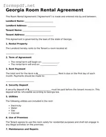 Free  Room Rental Agreement Form for Georgia
