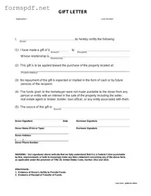 Free Gift Letter PDF Form