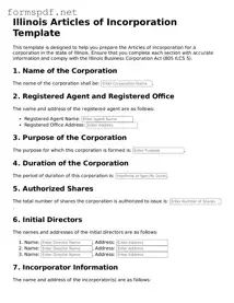 Free  Articles of Incorporation Form for Illinois