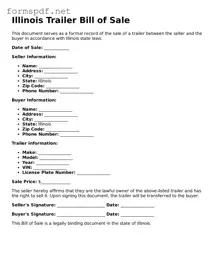 Free  Trailer Bill of Sale Form for Illinois