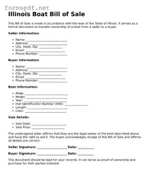 Free  Boat Bill of Sale Form for Illinois