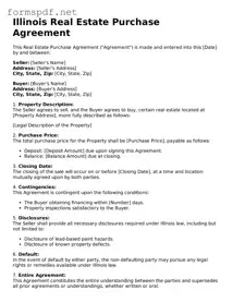 Free  Real Estate Purchase Agreement Form for Illinois