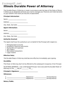 Free  Durable Power of Attorney Form for Illinois