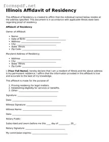 Free  Affidavit of Residency Form for Illinois