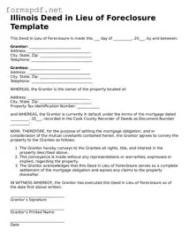 Free  Deed in Lieu of Foreclosure Form for Illinois