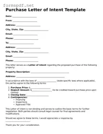 Fillable Purchase Letter of Intent Form
