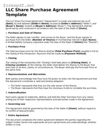 Fillable LLC Share Purchase Agreement Form