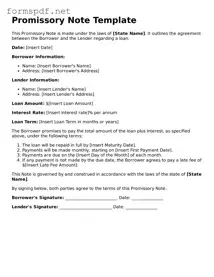 Fillable Promissory Note Form