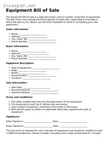 Fillable Equipment Bill of Sale Form