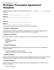 Free  Prenuptial Agreement Form for Michigan
