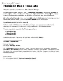 Free  Deed Form for Michigan