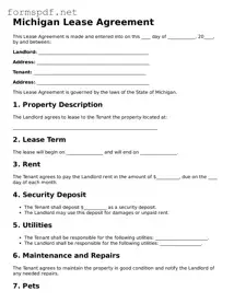 Free  Lease Agreement Form for Michigan