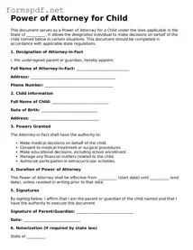 Fillable Power of Attorney for a Child Form