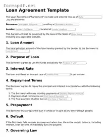 Fillable Loan Agreement Form