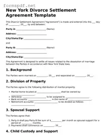 Free  Divorce Settlement Agreement Form for New York