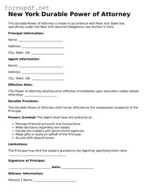 Free  Durable Power of Attorney Form for New York