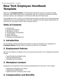 Free  Employee Handbook Form for New York