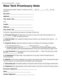Free  Promissory Note Form for New York