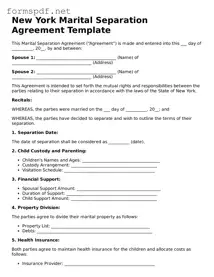 Free  Marital Separation Agreement Form for New York