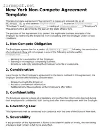 Free Non-compete Agreement Form for New York