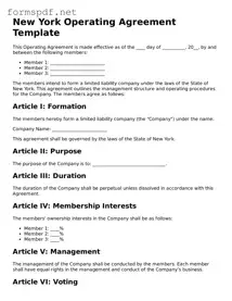 Free  Operating Agreement Form for New York