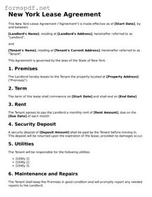 Free  Lease Agreement Form for New York