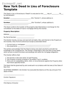 Free  Deed in Lieu of Foreclosure Form for New York