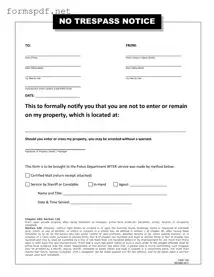 Free No Trespassing Letter PDF Form