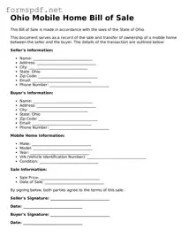 Free  Mobile Home Bill of Sale Form for Ohio