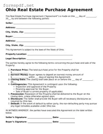 Free  Real Estate Purchase Agreement Form for Ohio