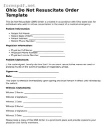 Free  Do Not Resuscitate Order Form for Ohio