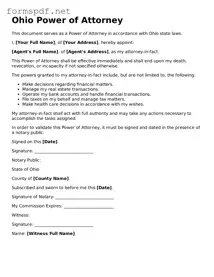 Free  Power of Attorney Form for Ohio