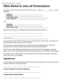 Free  Deed in Lieu of Foreclosure Form for Ohio