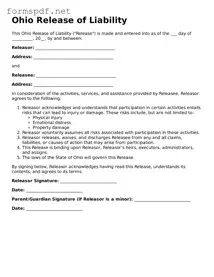 Free  Release of Liability Form for Ohio