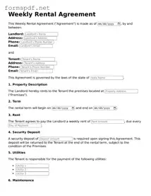 Fillable Weekly Rental Agreement Form