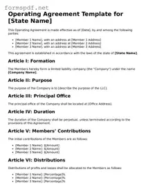 Fillable Operating Agreement Form
