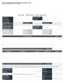 Free Auto Repair Estimate PDF Form