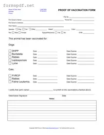 Free Proof Of Vaccination Dog PDF Form
