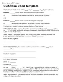 Fillable Quitclaim Deed Form