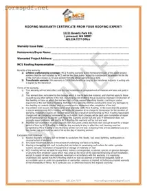Free Roofing Warranty Certificate PDF Form