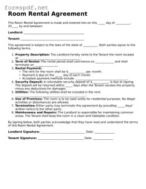 Fillable Room Rental Agreement Form