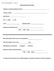 Free Tb Test PDF Form