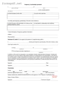 Free Temporary Custody PDF Form