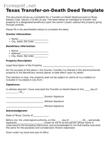 Free  Transfer-on-Death Deed Form for Texas