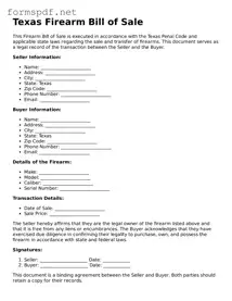 Free  Firearm Bill of Sale Form for Texas