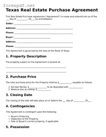 Free  Real Estate Purchase Agreement Form for Texas