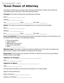 Free  Power of Attorney Form for Texas