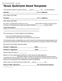 Free  Quitclaim Deed Form for Texas